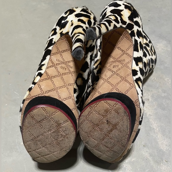 L.A.M.B. Cheetah print pony hair platform ankle boots Size 9 - Picture 5 of 11